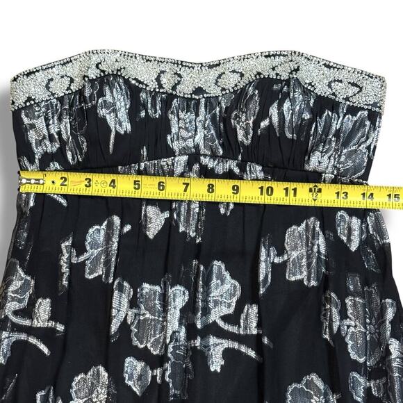 VTG Nightline Strapless Empire Waist Formal Dress Ethereal Beaded Silk Gown SZ 6 - Picture 8 of 16